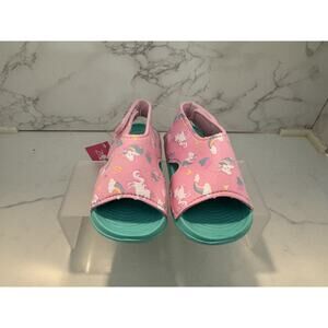 Zoogs Toddler Girls Water Sandals Size 7 Pink Teal Unicorn Beach Pool Summer NWT